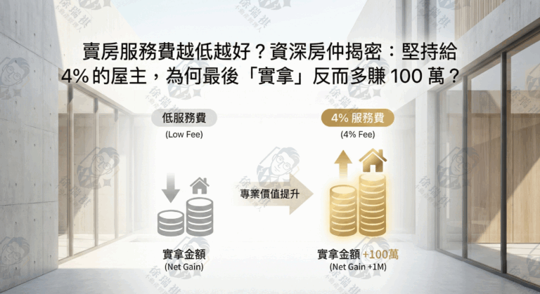 賣房服務費越低越好？資深房仲揭密：堅持給 4% 的屋主，為何最後「實拿」反而多賺 100 萬？