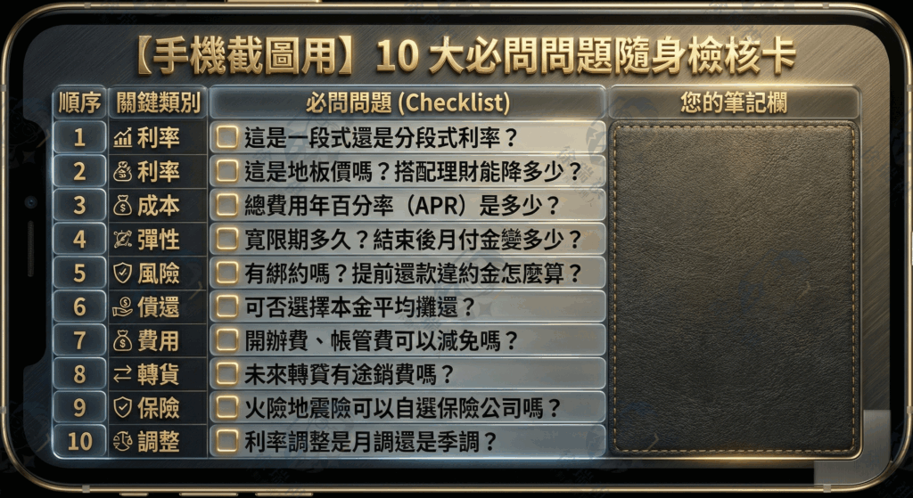 買房簽約前必備的10個房貸洽談重點問題檢核清單懶人包